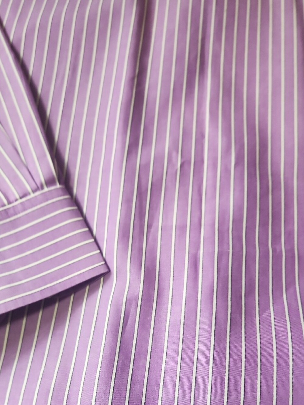 Lauren Ralph Lauren Purple and White Striped Button-Down Shirt - Picture 10 of 12